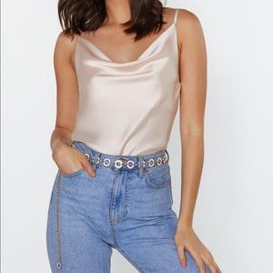 Nasty Gal cream cowl neckline top